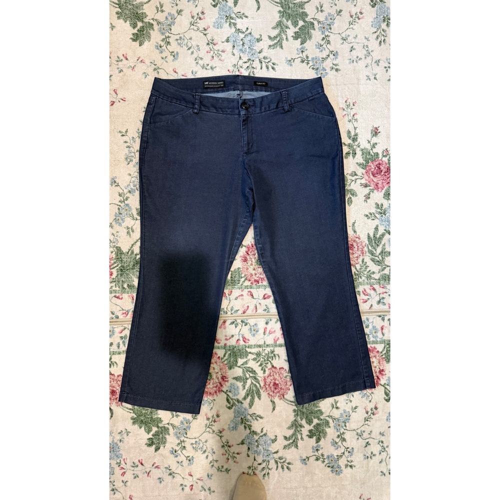 Lee Modern Series Curvy Fit Navy Blue Trousers Womens 18W Petite Stretch Pants